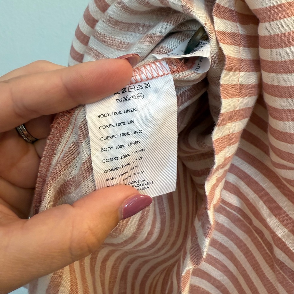 Faithfull Brighton Linen Dress pink and white striped - Picture 9 of 10
